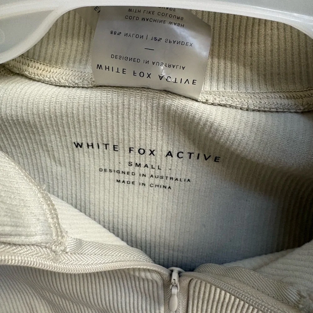 White Fox Cropped Half-Zip Pullover in Light Sage - Picture 3 of 6